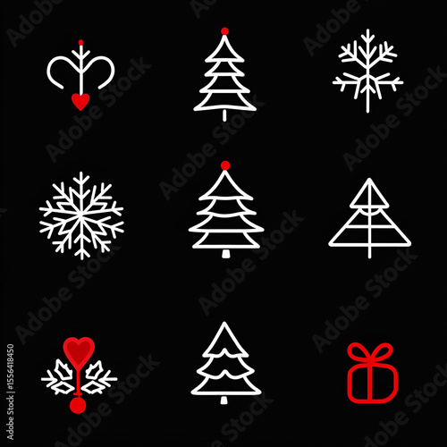 Pixel Art Christmas Icons: Trees, Snowflakes, and Gift for Holiday Designs