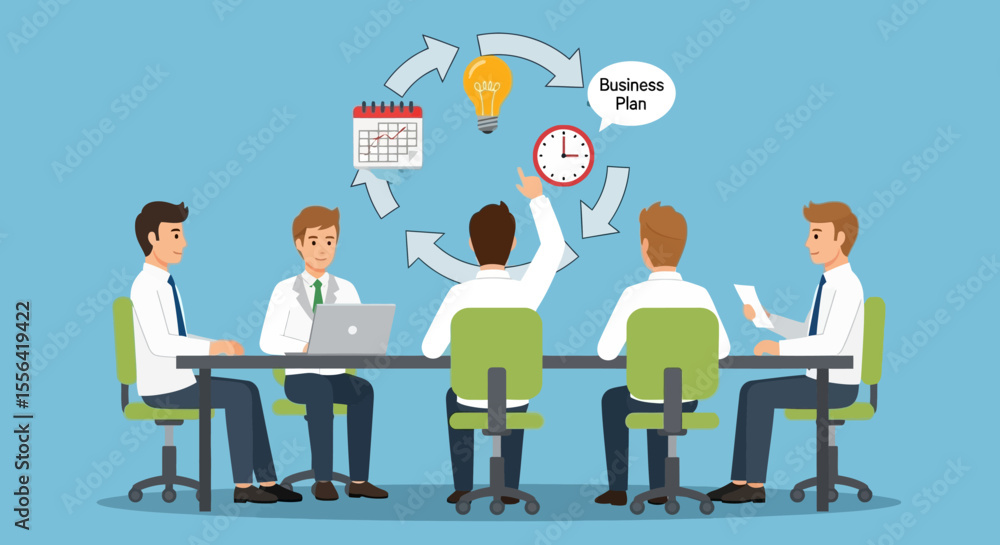 Team Brainstorming Business Planning & Strategy Session Illustration Team Brainstorming Business Planning & Strategy Session Illustration