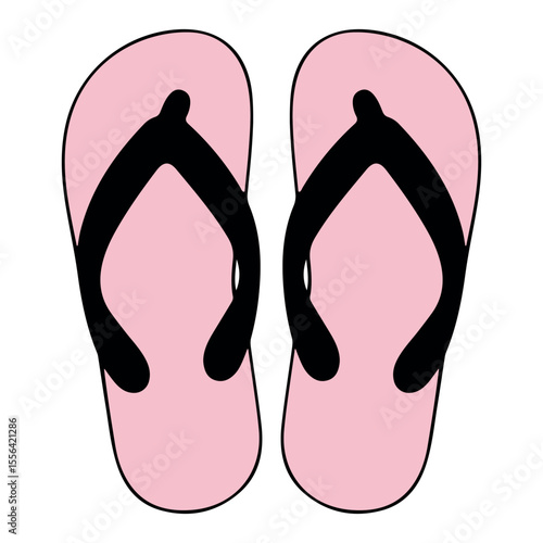 Flip Flops. Flip Flops Vector Illustration. Summer Footwear. Summer Beach Footwear, Flip Flops Isolated. Flat Design Pink Flip Flops Vector. Cute Flip Flops in Flat Style for Summer Design
