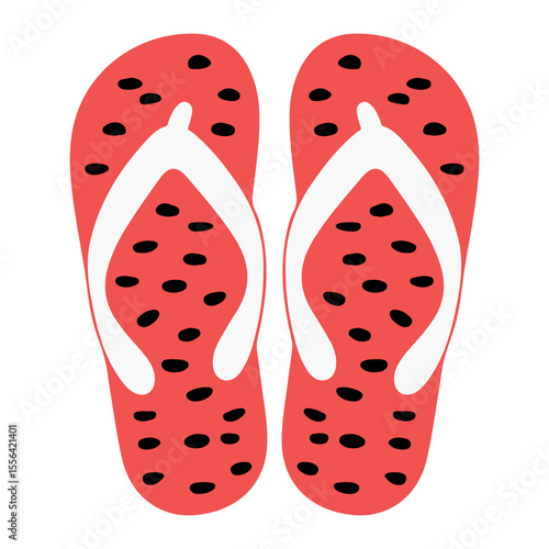 Flip Flops. Flip Flops Vector Illustration. Summer Footwear. Summer Beach Footwear, Flip Flops Isolated. Flat Design Pink Flip Flops Vector. Cute Flip Flops in Flat Style for Summer Design
