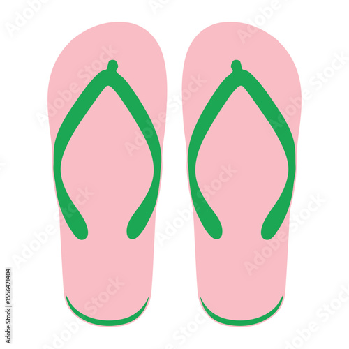 Flip Flops. Flip Flops Vector Illustration. Summer Footwear. Summer Beach Footwear, Flip Flops Isolated. Flat Design Pink Flip Flops Vector. Cute Flip Flops in Flat Style for Summer Design
