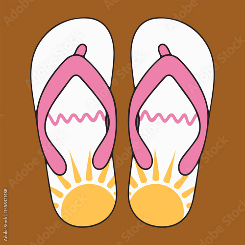 Flip Flops. Flip Flops Vector Illustration. Summer Footwear. Summer Beach Footwear, Flip Flops Isolated. Flat Design Pink Flip Flops Vector. Cute Flip Flops in Flat Style for Summer Design
