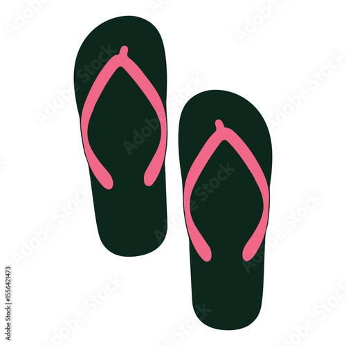 Flip Flops. Flip Flops Vector Illustration. Summer Footwear. Summer Beach Footwear, Flip Flops Isolated. Flat Design Pink Flip Flops Vector. Cute Flip Flops in Flat Style for Summer Design

