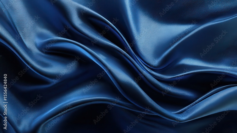 Trendy dark blue abstract background with floating blue fabric wave. Silk satin. Shiny fabric elegant luxury background. Liquid wave effect. Trendy dark blue abstract background with floating blue fabric wave. Silk satin. Shiny fabric elegant luxury background. Liquid wave effect.