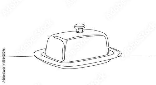 Line art butter dish on a table