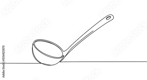 Ladle in minimalist line art style on white background