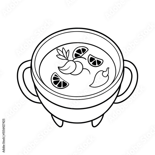 bouillabaisse soup line art vector illustration