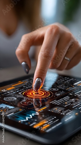 Woman using digital tablet, home office