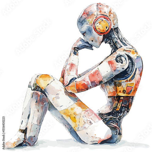 AI Assistant, watercolor vector, isolated on a white background.