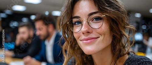 Woman with glasses in meeting