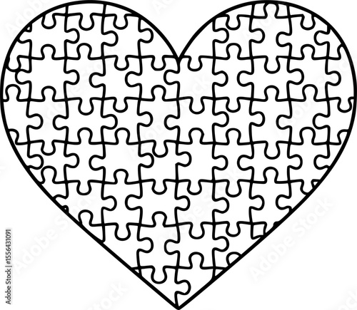 Heart-Shaped Puzzle Vector Illustration - Symbol of Connection and Love
