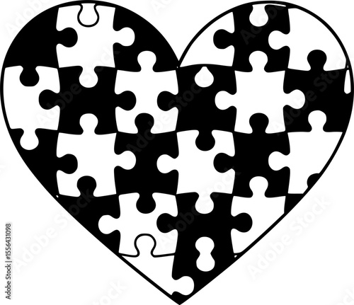 Heart-Shaped Puzzle Vector Illustration - Symbol of Connection and Love
