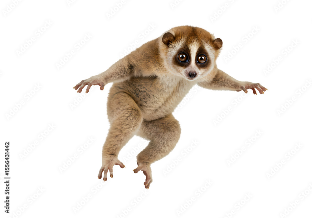 Naklejka premium Amazing Slow Loris: Leaping Action Shot of a Pygmy Loris