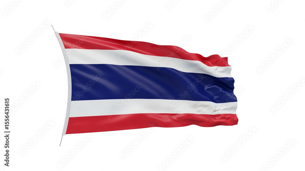 Realistic Thai Flag on White Realistic Thai Flag on White
