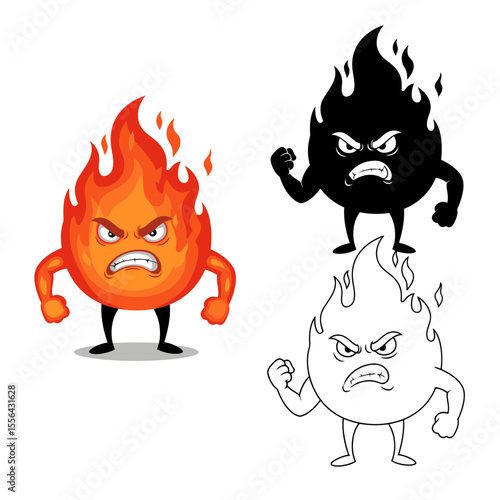 Angry Fire Character Set for Graphic Design and Creative Projects Illustration
