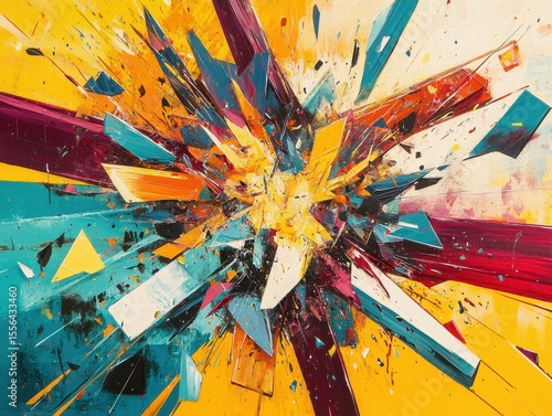 Colorful abstract art with vibrant shapes and splashes of color