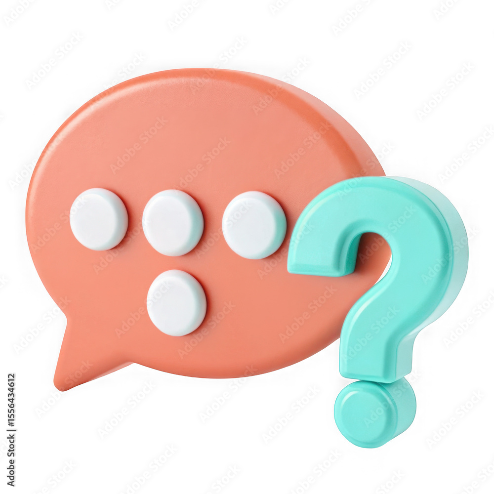 3d render of chat bubble with question mark isolated on transparent background 3d render of chat bubble with question mark isolated on transparent background