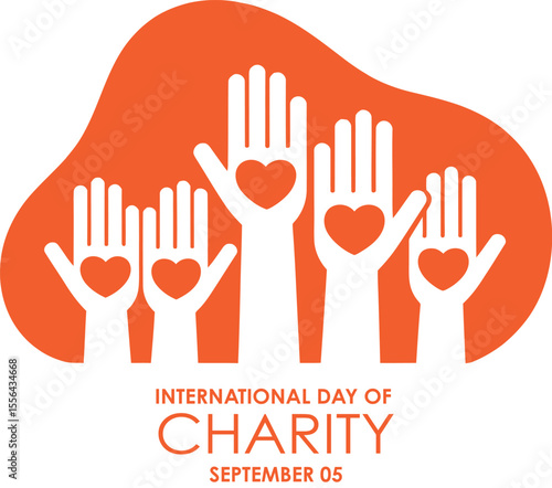 International Day of Charity vector illustration with colorful hands and hearts symbolizing support kindness and global unity for