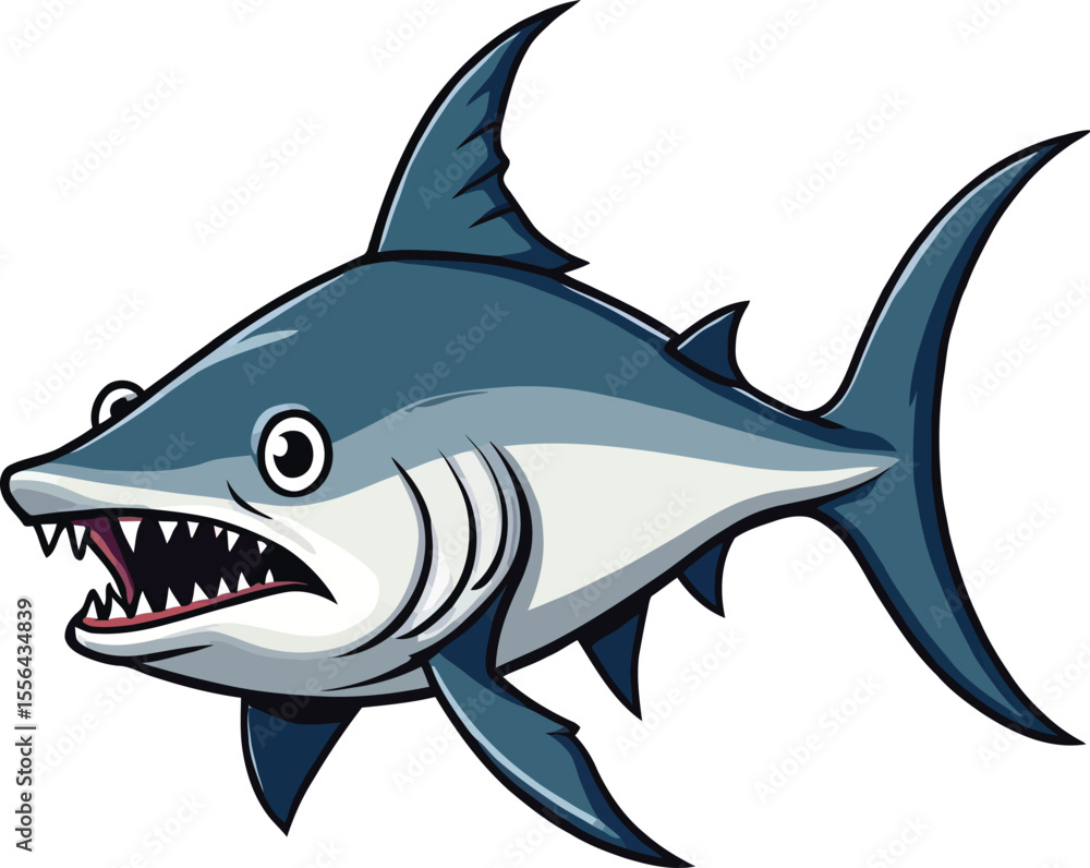 Obraz premium Cute cartoon a illustrator vector barracuda