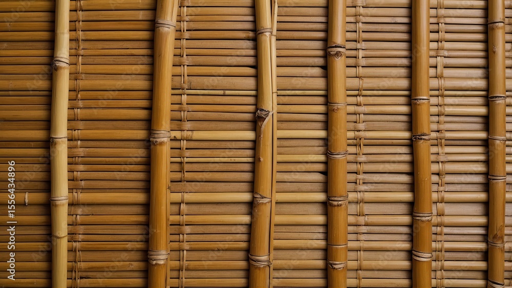 Natural Bamboo Texture Creating a Warm and Rustic Wall Design in a Cozy Setting During Daylight Hours Natural Bamboo Texture Creating a Warm and Rustic Wall Design in a Cozy Setting During Daylight Hours