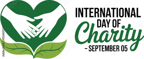 International Charity Day vector graphic with colorful cloud and black hearts celebrated on September 5 for social awareness