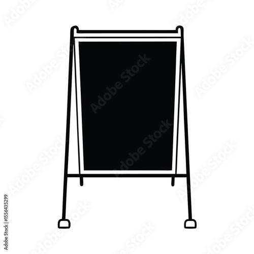 Bulletin board placed on public sidewalk in line art style Vector illustration