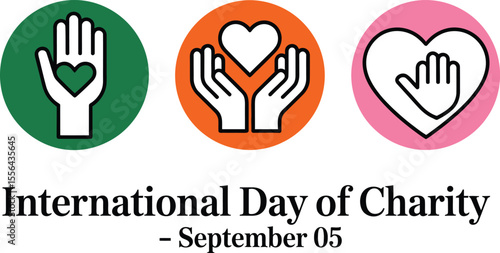 International Day of Charity Illustration with Heart in Hands and September 05 Date Promoting Generosity and Support for