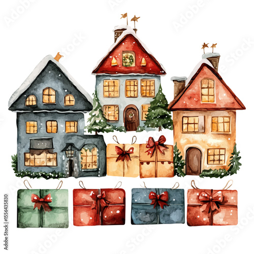 Advent Calendar, watercolor painting vector, isolated on a white background.
