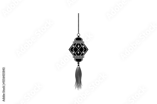 Illustration of a hanging decorative tassel lantern silhouette