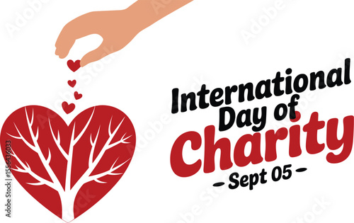 Colorful Day of Charity Illustration with Hearts and Decorative Elements Expressing Love and Support for Charitable Causes Ideal