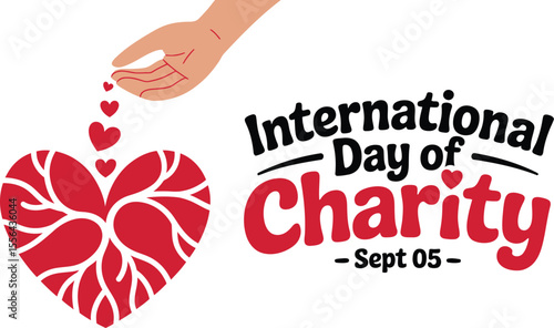 International Day of Charity illustration featuring a donation box smartphone with donation app and globe promoting charitable giving