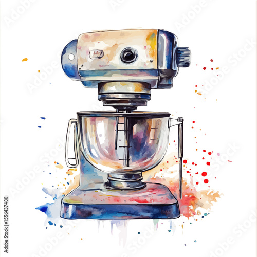 Adjustable Vortex Mixer, watercolor drawing vector, isolated on a white background.