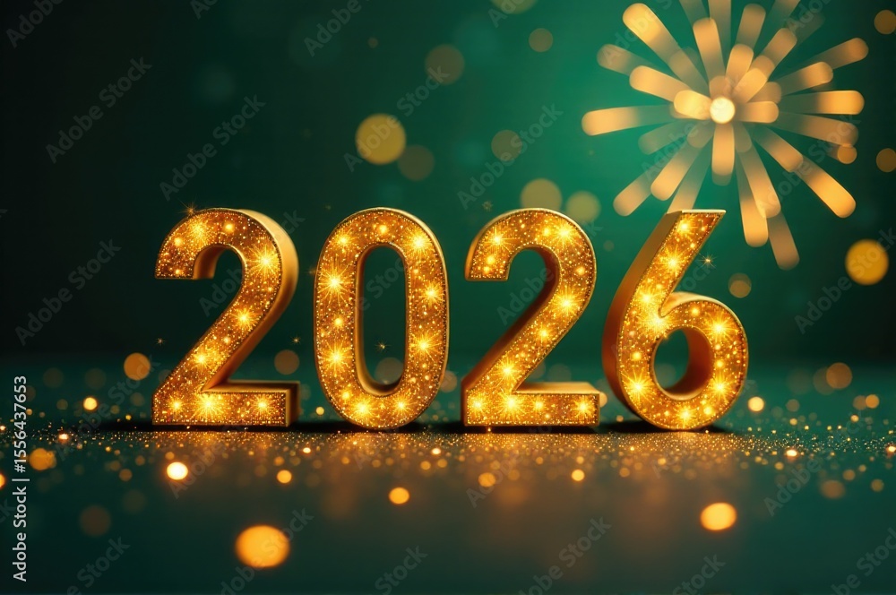 A bright golden sign saying 2020 amidst colorful fireworks exploding in the sky..New Year 2026. A bright golden sign saying 2020 amidst colorful fireworks exploding in the sky..New Year 2026.