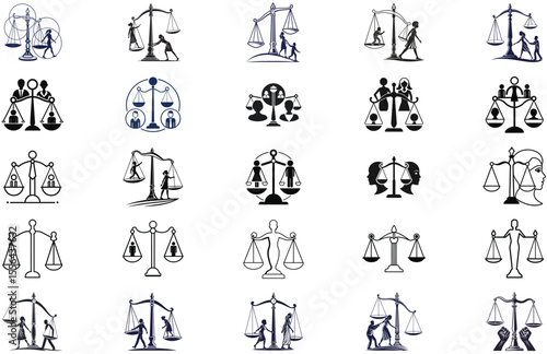 silhouette Justice and equality line icon on white background