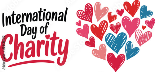 Elegant International Day of Charity Typography in Red Promoting Giving and Support for Charitable Causes Worldwide on a