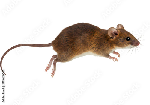 Brown Mouse: Detailed Close-up Photograph of a House Mouse on White Background