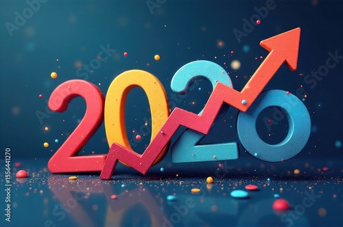 Countdown to the new year with this colorful sign featuring an arrow pointing forward..New Year 2026.
