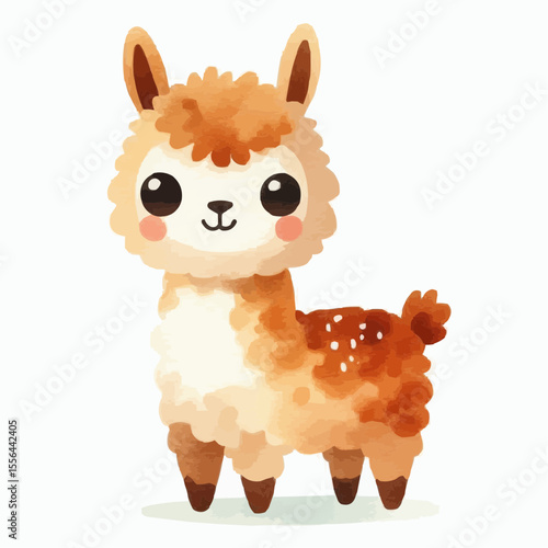 A cute alpaca isolated on a white background 
