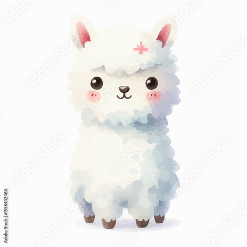 A cute alpaca isolated on a white background 