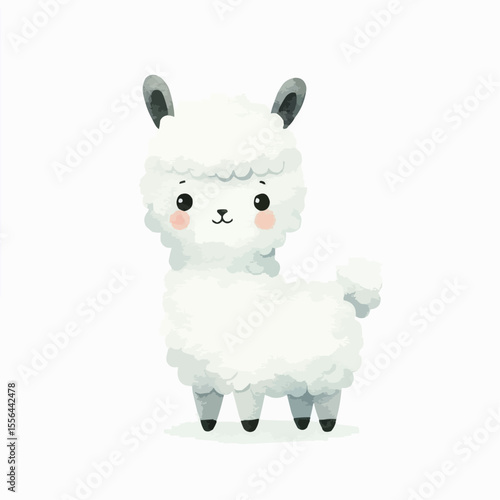 A cute alpaca isolated on a white background 