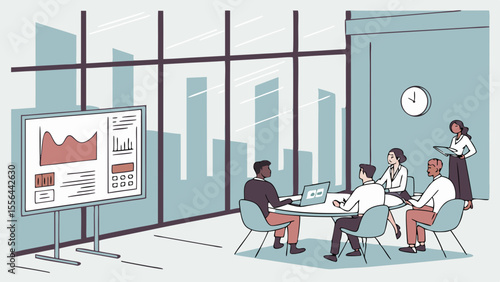 Corporate meeting room with presentation scre | premium modern vector for business and education without text