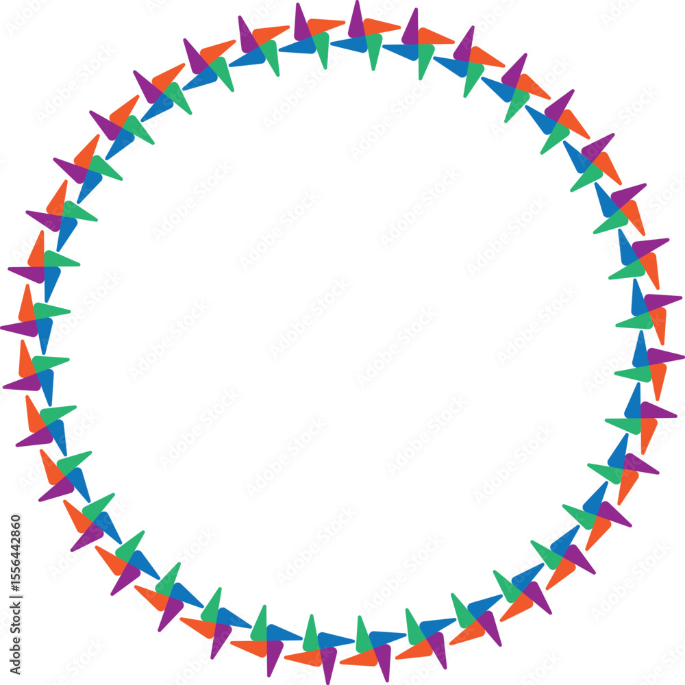 Obraz premium Vibrant colorful pinwheel border design on white background