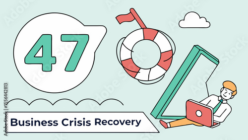 Business crisis recovery with lifebuoy and ch | premium modern vector for business and education without text