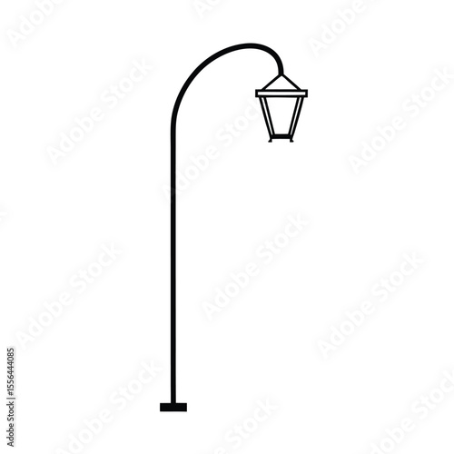 Modern streetlamp with curved pole and light fixture Vector illustration