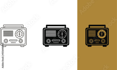 Vintage radio illustration set retro radio receiver vector graphic design old style radios for broadcast media editable stock vector illustration