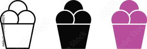 Ice cream vector icon set summer dessert sweet treat graphic design gelato scoop sundae cone isolated 100char editable stock vector illustration