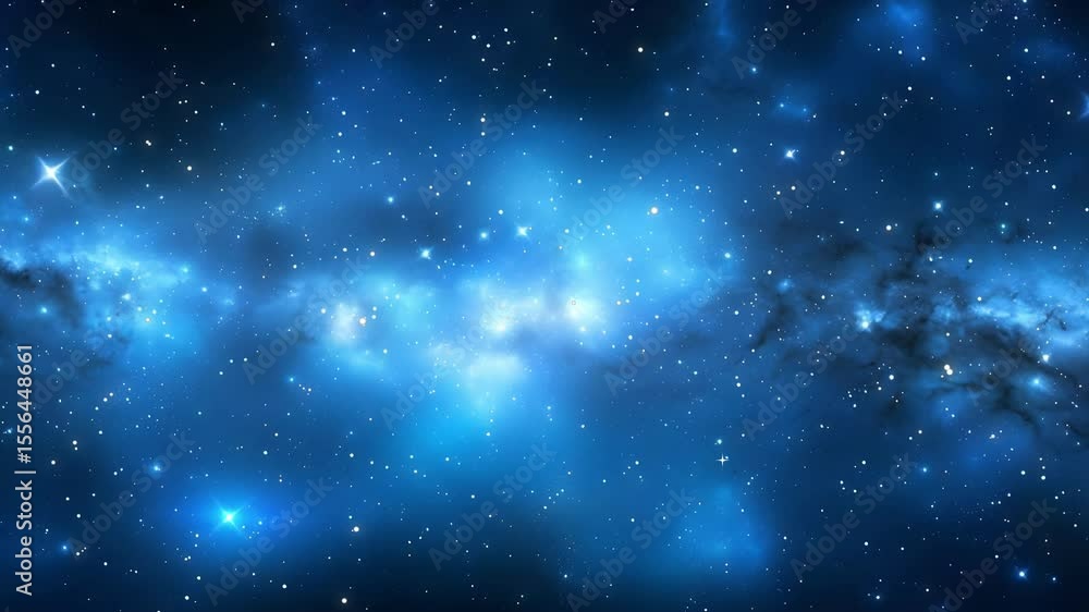The Stars And Blue Nebula In Space. Galaxy exploration through outer space towards glowing milky way galaxy. The Stars And Blue Nebula In Space. Galaxy exploration through outer space towards glowing milky way galaxy.