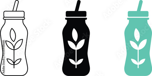 Vector illustration of reusable water bottle with straw for healthy lifestyle and eco friendly concept editable stock vector illustration