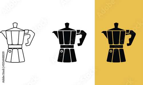 Moka pot vector illustration coffee maker espresso machine italian coffee brewer kitchen appliance design editable stock vector illustration