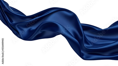Dark blue silk cloth flying isolated on transparent background
